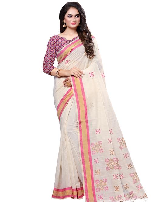 solid bordered saree with blouse - 16881307 - Very Small Image - 1