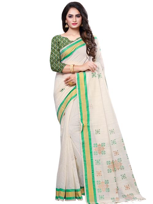 solid bordered saree with blouse - 16881308 - Very Small Image - 1