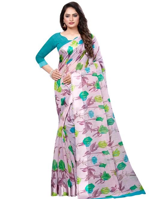 floral printed saree with blouse - 16881313 - Very Small Image - 1