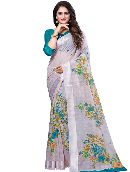 floral printed saree with blouse - 16881315 - Very Small Image - 1