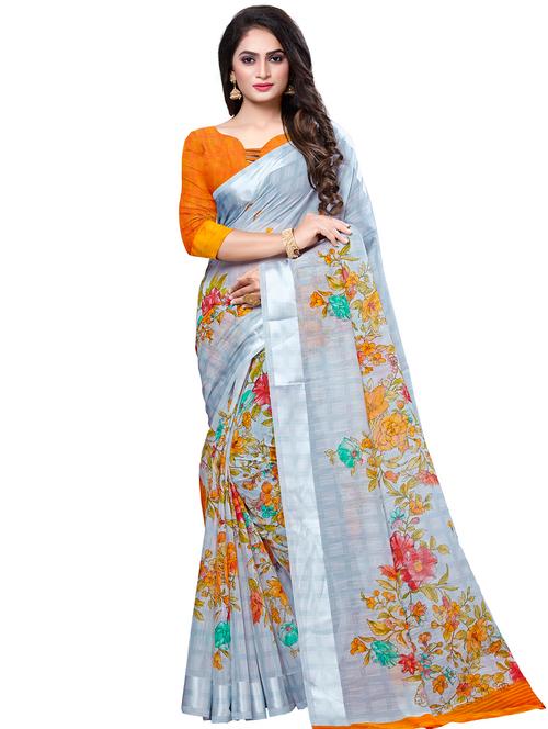 floral printed saree with blouse - 16881317 - Very Small Image - 1