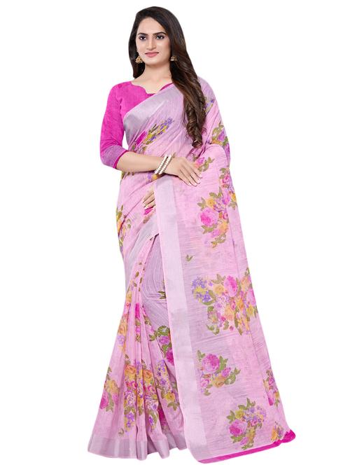 floral printed saree with blouse - 16881343 - Very Small Image - 1