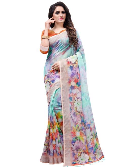 floral printed saree with blouse - 16881371 - Very Small Image - 1