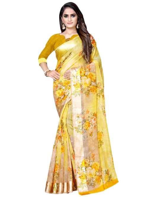 floral printed saree with blouse - 16881378 - Very Small Image - 1