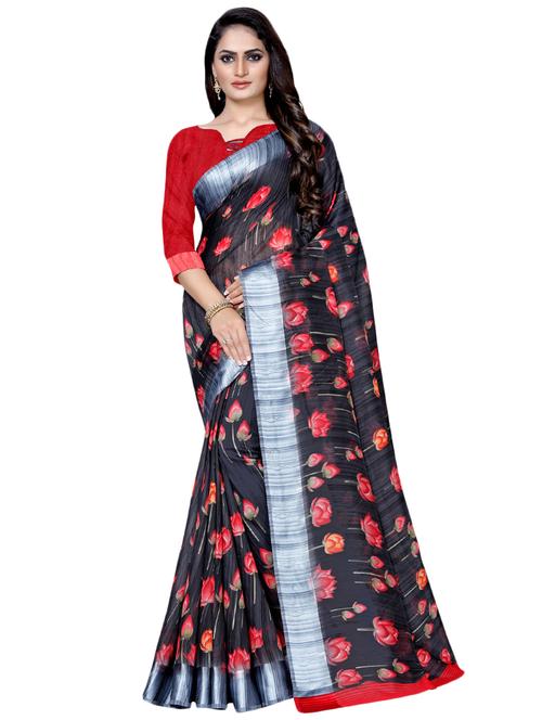 floral printed saree with blouse - 16881388 - Very Small Image - 1