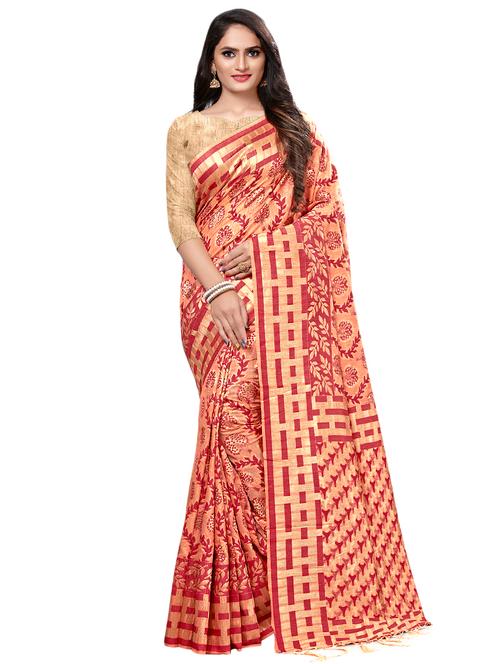 floral woven saree with blouse - 16881393 - Very Small Image - 1
