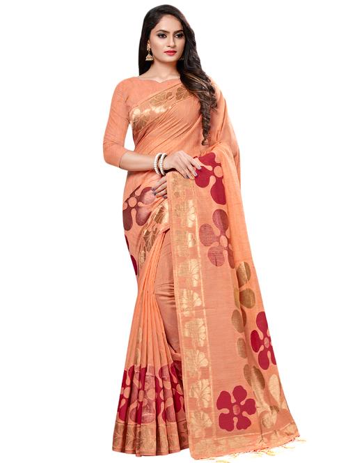 floral woven saree with blouse - 16881401 - Very Small Image - 1