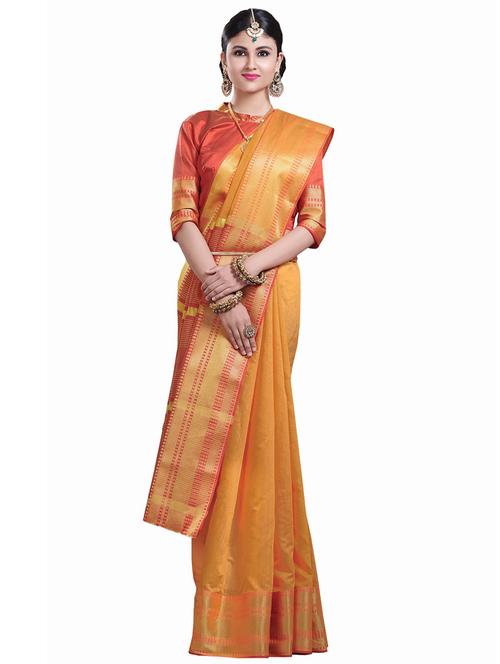 solid bordered chanderi saree - 16882012 - Very Small Image - 1