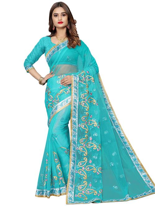 lace bordered tonal embroidered saree - 16882061 - Very Small Image - 1