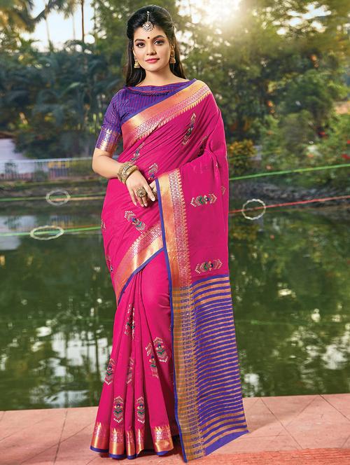 self design chanderi saree - 16882109 - Very Small Image - 1
