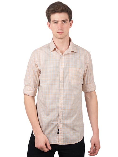 orange checkered casual shirt - 16882215 - Very Small Image - 1