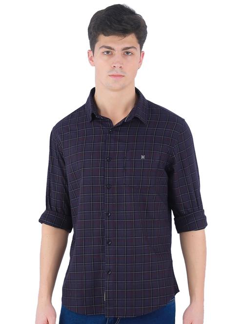purple checkered casual shirt - 16882229 - Very Small Image - 1
