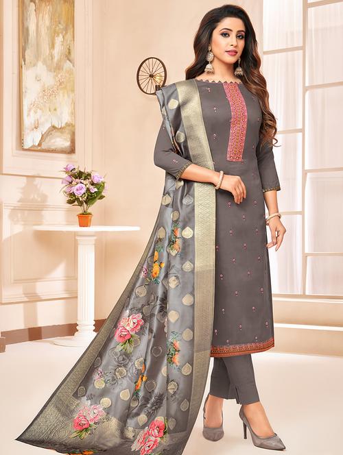 embroidered unstitched suit - 16882395 - Very Small Image - 1