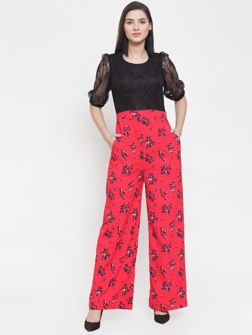 lace panel floral jumpsuit - 16882475 - Very Small Image - 1