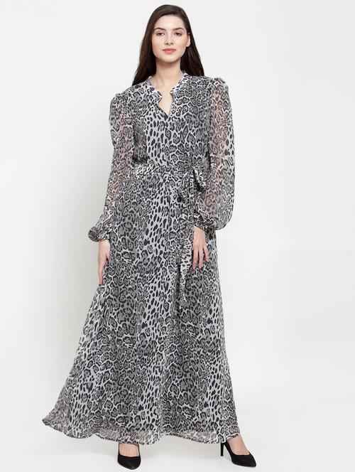 tie front animal print maxi dress - 16882500 - Very Small Image - 1