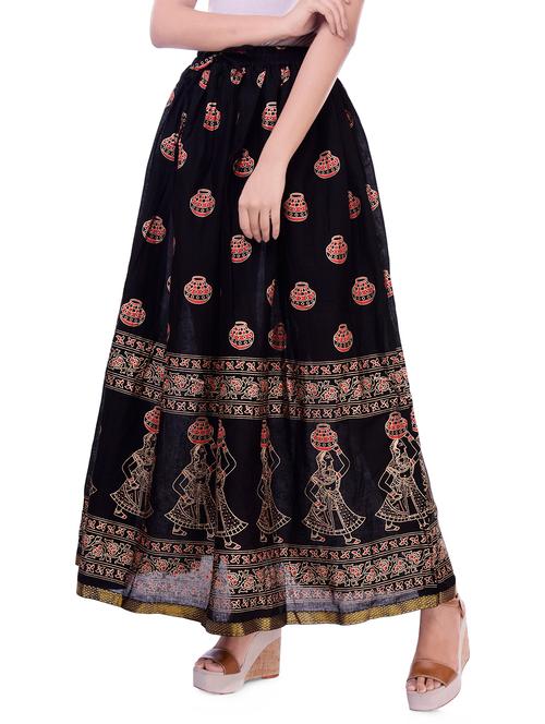foil print flared skirt - 16882888 - Very Small Image - 1