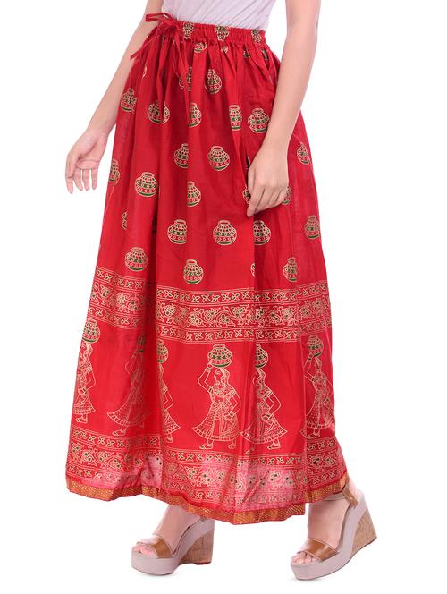 foil print flared skirt - 16882892 - Very Small Image - 1
