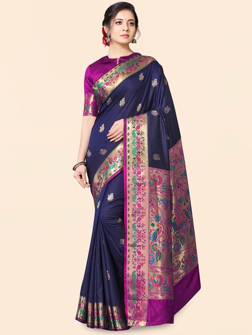 self design paithani saree with blouse - 16882947 - Very Small Image - 1