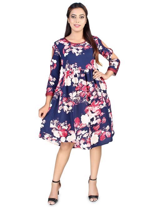 cut out sleeves floral a-line dress - 16883010 - Very Small Image - 1
