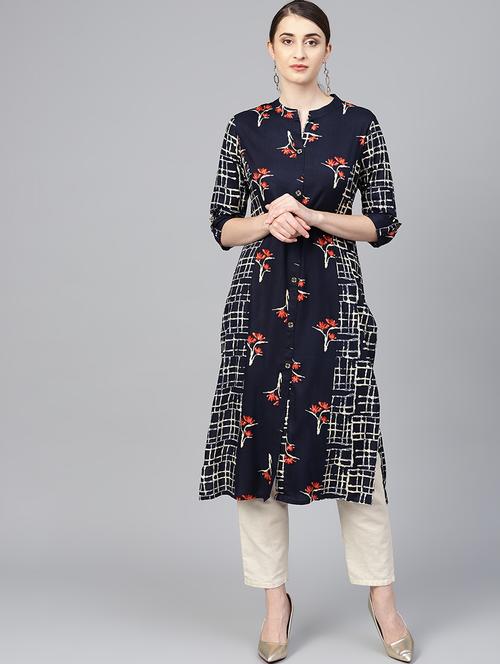 printed straight kurta - 16883351 - Very Small Image - 1