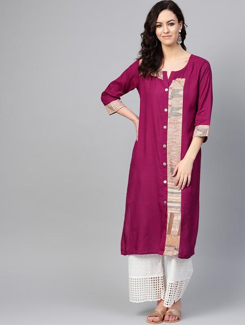 solid straight kurta - 16883366 - Very Small Image - 1
