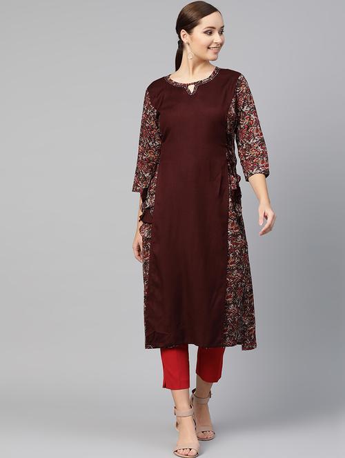 kalamkari layered kurta - 16883377 - Very Small Image - 1