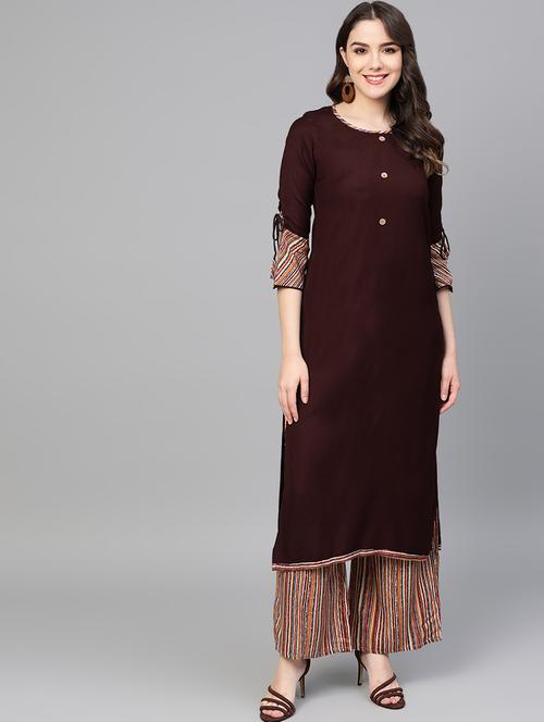 solid kurta palazzo set - 16883408 - Very Small Image - 1