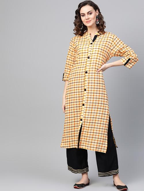 checkered kurta palazzo set - 16883445 - Very Small Image - 1