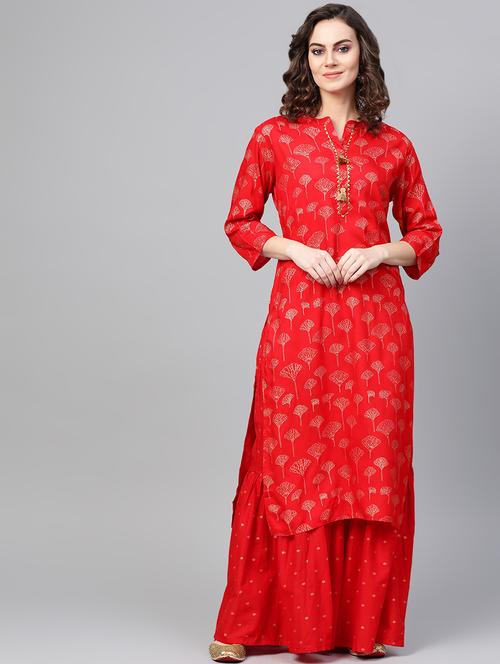 printed kurta palazzo set - 16883454 - Very Small Image - 1