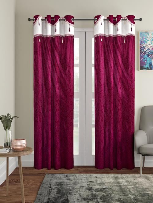 emboss polyester long door curtains set of 2 - 16883609 - Very Small Image - 1