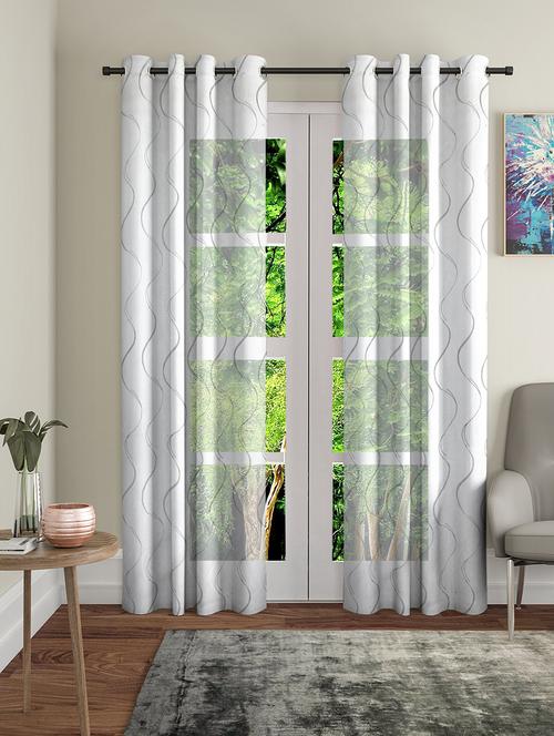 embroidery white polyester door curtains set of 2 - 16883626 - Very Small Image - 1