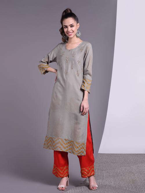 sequined straight kurta - 16883745 - Very Small Image - 1