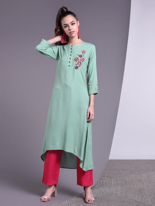 embroidered high-low kurta - 16883751 - Very Small Image - 1