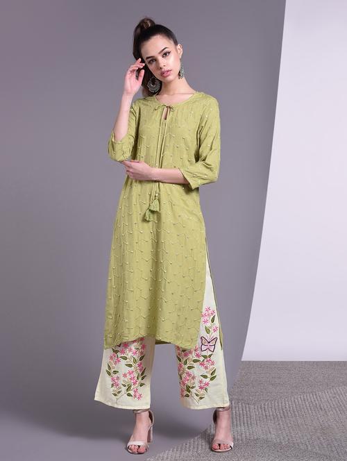 tonal embroidered straight kurta - 16883754 - Very Small Image - 1