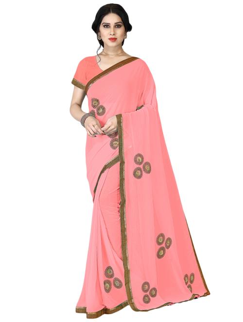 solid embroidered saree with blouse - 16884409 - Very Small Image - 1