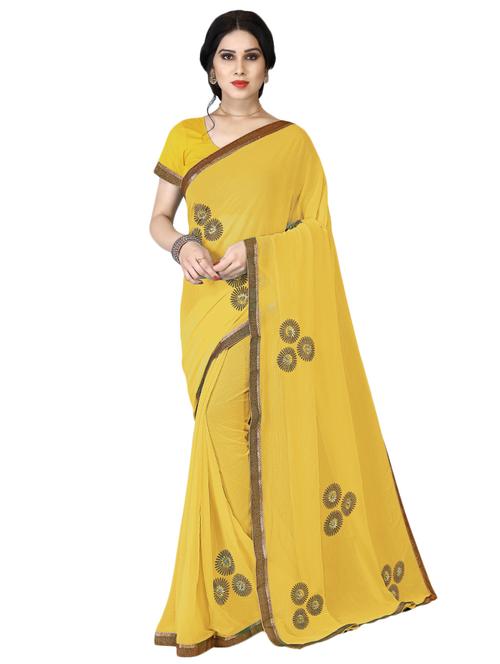 solid embroidered saree with blouse - 16884410 - Very Small Image - 1