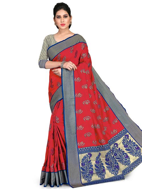 floral woven saree with blouse - 16884569 - Very Small Image - 1