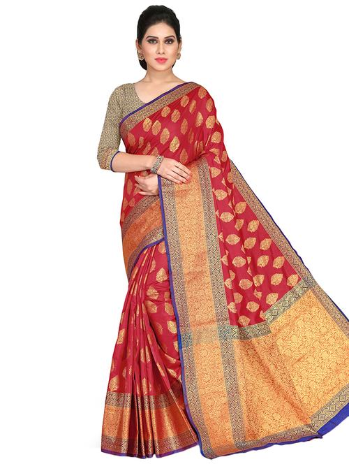 self design woven saree with blouse - 16884595 - Very Small Image - 1