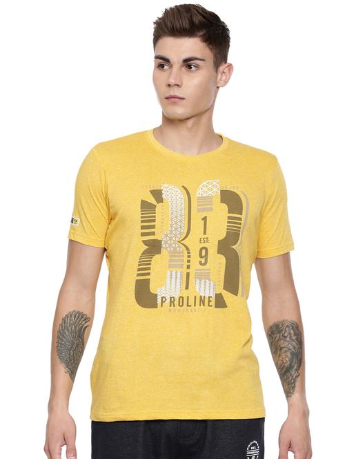 yellow typographic chest print t-shirt - 16886330 - Very Small Image - 1