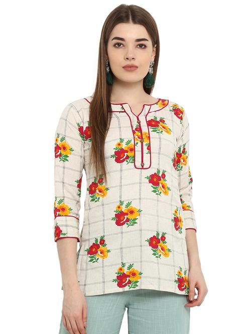 notch neck floral top - 16886526 - Very Small Image - 1