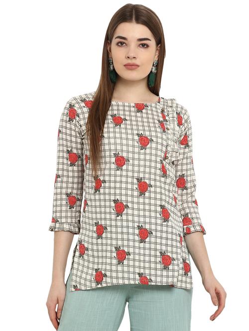 frill detail checkered top - 16886528 - Very Small Image - 1