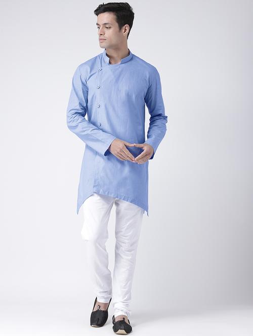 blue solid asymmetric kurta - 16886626 - Very Small Image - 1
