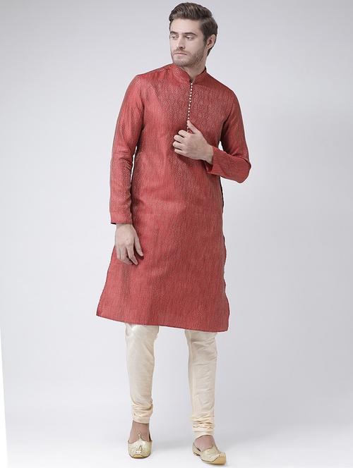 red silk blend kurta - 16886650 - Very Small Image - 1