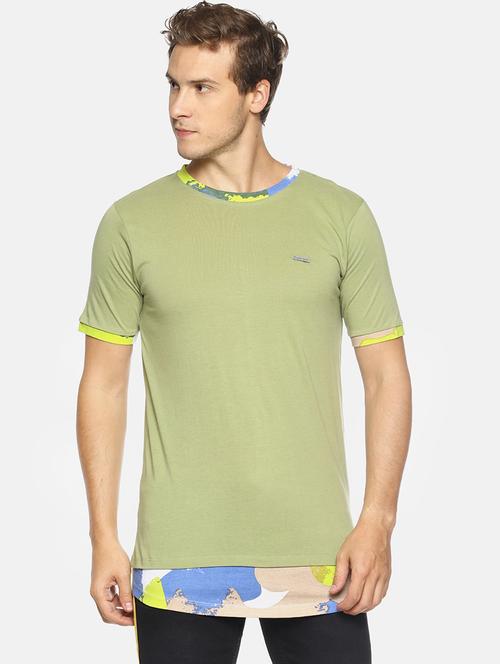 olive green printed cut & sew t-shirt - 16887102 - Very Small Image - 1