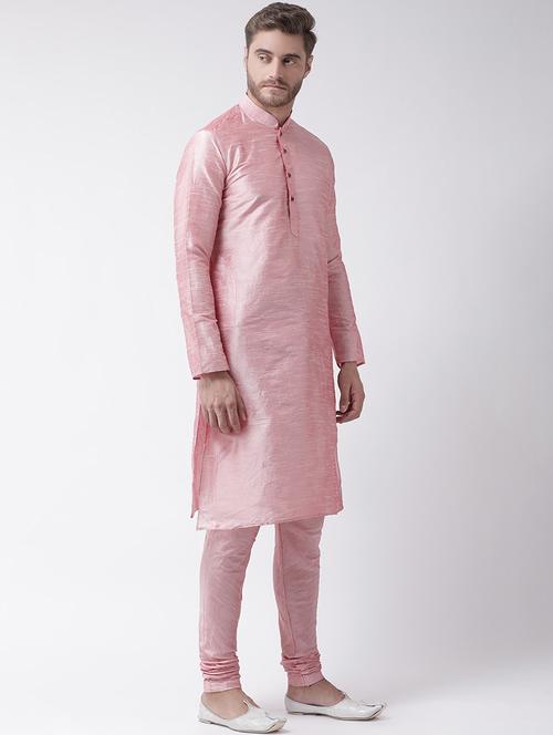 pink dupion solid kurta pyjama set - 16887475 - Very Small Image - 1