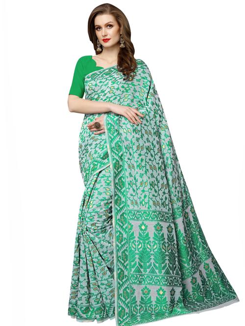 floral jamdani saree with blouse - 16889519 - Very Small Image - 1
