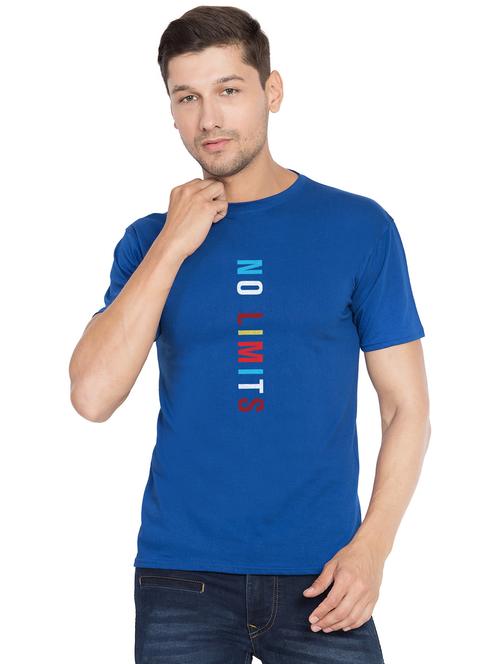 blue typographic chest print t-shirt - 16889588 - Very Small Image - 1