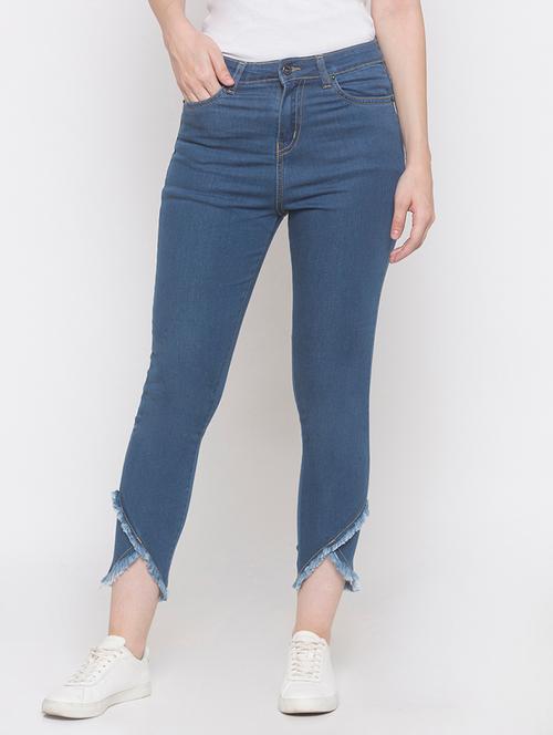 frayed hem solid jeans - 16889596 - Very Small Image - 1