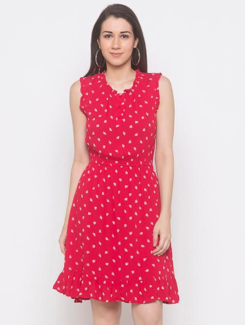 frill detail floral a-line dress - 16889807 - Very Small Image - 1