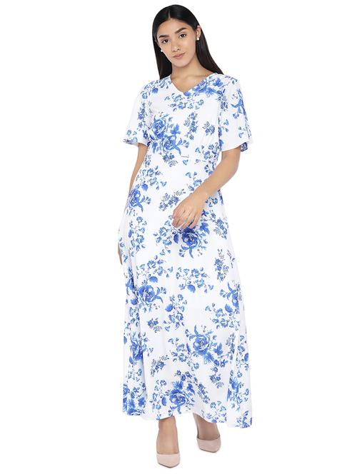 v-neck floral maxi dress - 16889810 - Very Small Image - 1